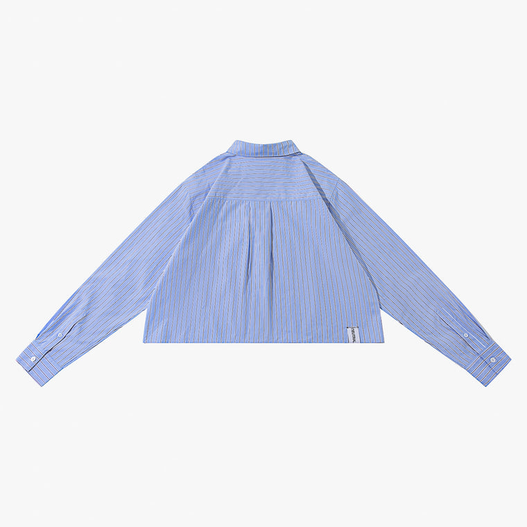 NEUTRAL SOCIETY STRIPES CROPPED SHIRT-BLUE STRIPES