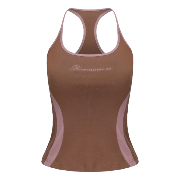 ROSEMAESE SEAMED HALTER TOP-BROWN