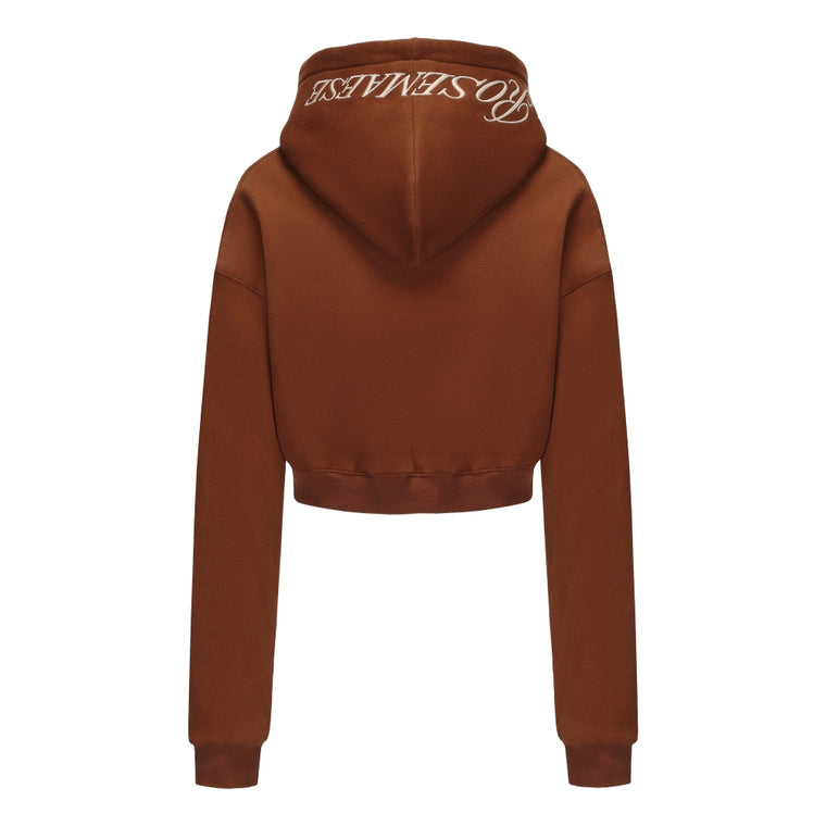 ROSEMAESE STREET MODE SHORT HOODIE-BROWN