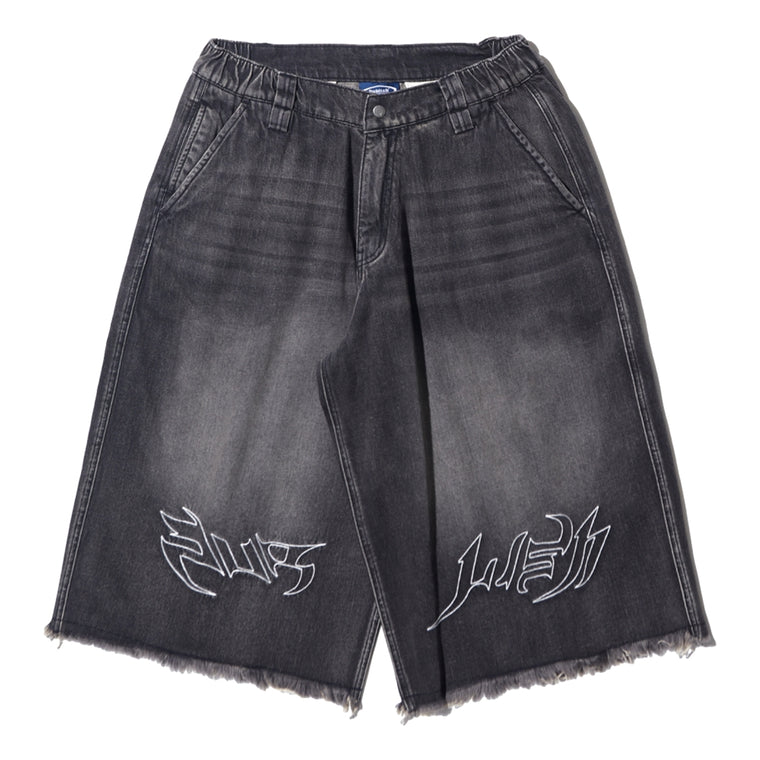 PUBLISH PB RACING WASHED DENIM SHORTS-BLACK