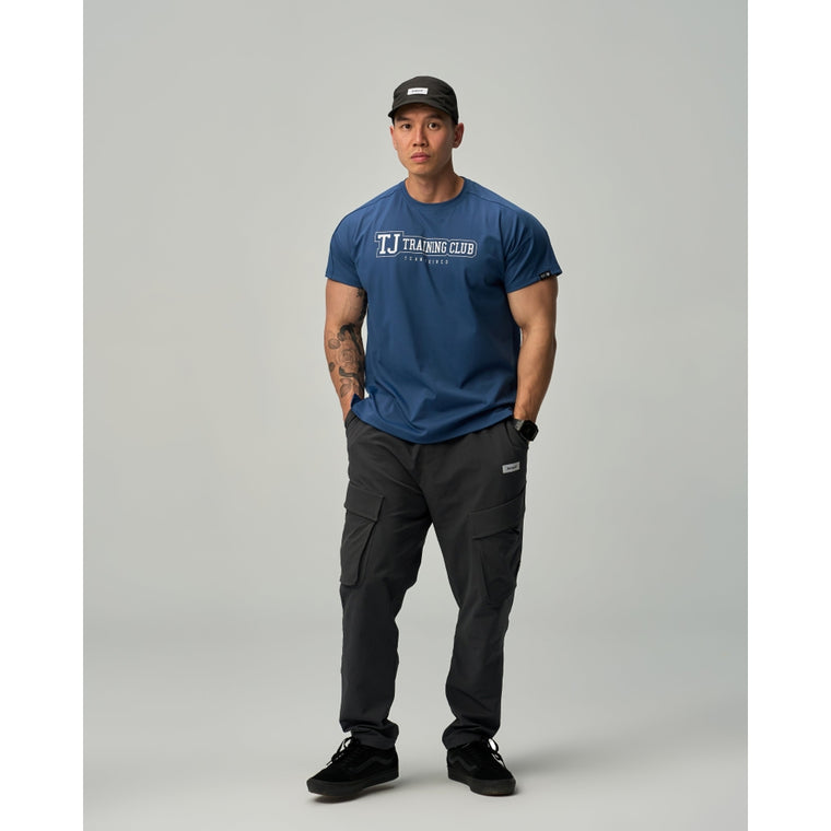 TEAMJOINED TJTC™ ADAPT CLUB LOGO DROP SHOULDER MUSCLE TEE-DARK BLUE