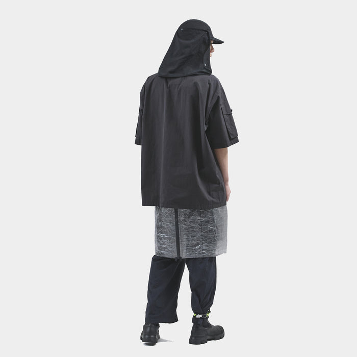 MEANSWHILE TRINITY CHAMBRAY SAFARI S/S SHIRT-IVORY BLACK
