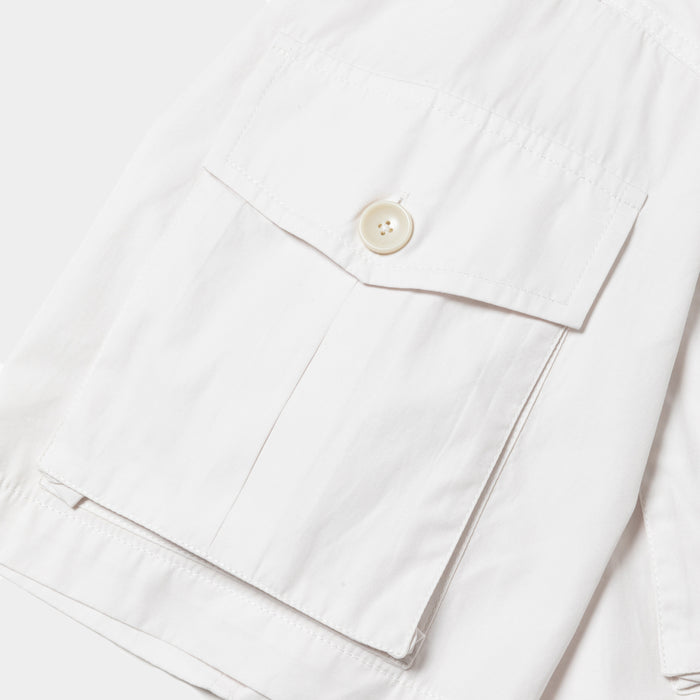 MEANSWHILE TRINITY CHAMBRAY SAFARI S/S SHIRT-WHITE