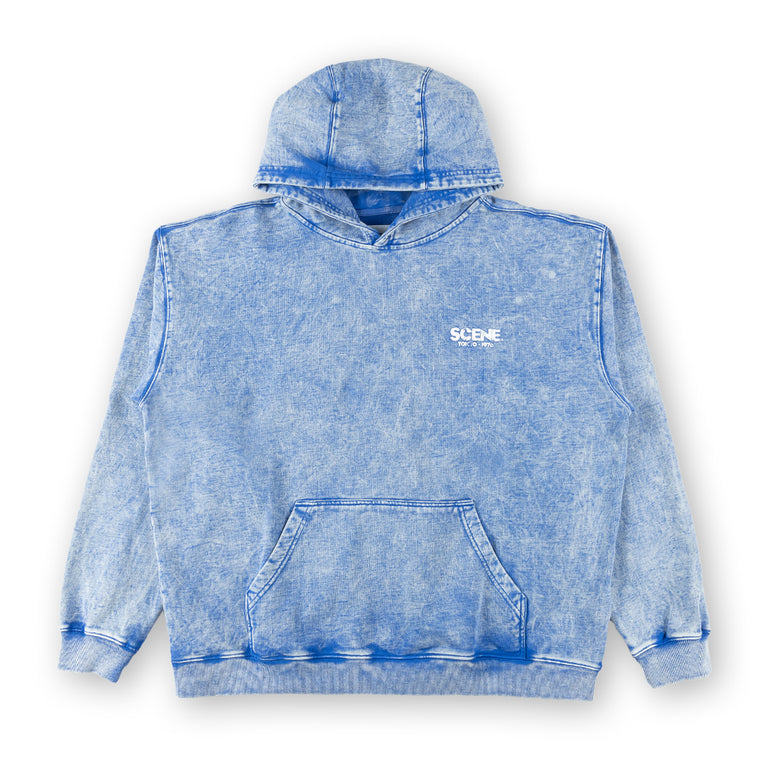 SCENE BY ICE FIRE WASHED TOKYO 1976 HOODIE-BLUE