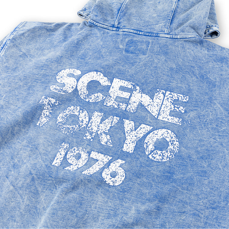 SCENE BY ICE FIRE WASHED TOKYO 1976 HOODIE-BLUE