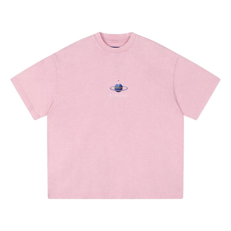 ORI FREDERIQO WASHED PRINT TEE-PINK