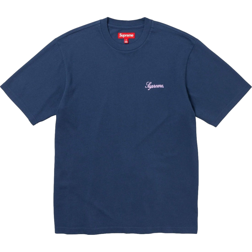 SUPREME WASHED SCRIPT SS TOP-NAVY - Popcorn Store