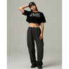 TEAMJOINED W AURA CROP TOP OVERSIZED-BLACK