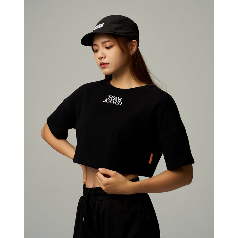 TEAMJOINED W AURA CROP TOP OVERSIZED-BLACK