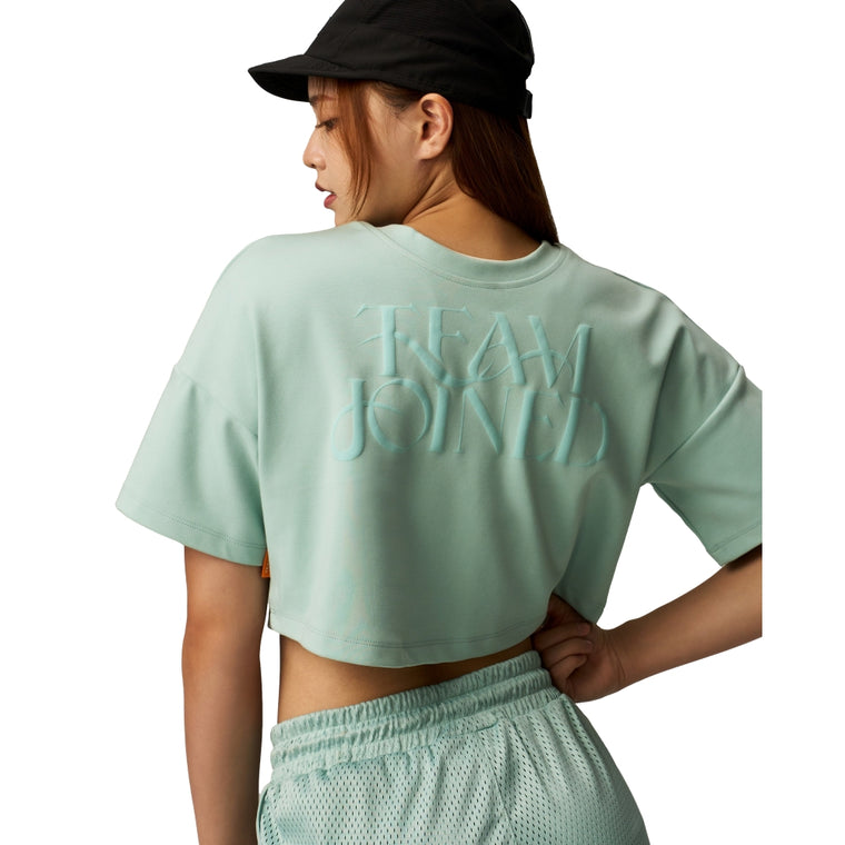 TEAMJOINED W AURA CROP TOP OVERSIZED-TEAL BLUE