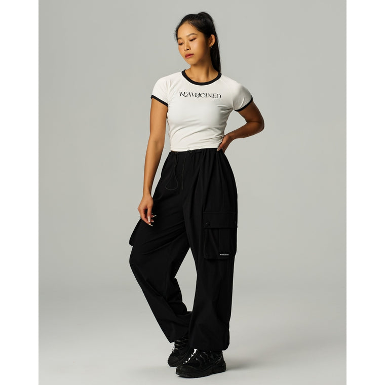 TEAMJOINED W AURA RAGLAN SLEEVE CROP TEE-WHITE