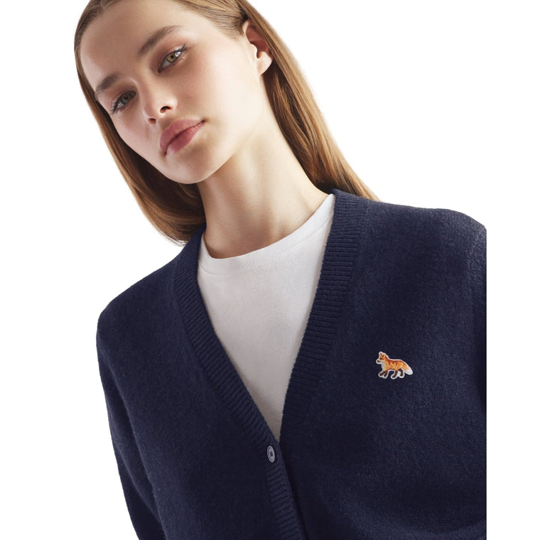 MAISON KITSUNE W BABY FOX PATCH BOXY CARDIGAN-NAVY