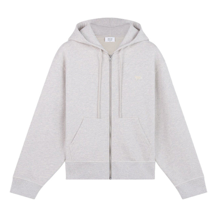 MAISON KITSUNE W BABY FOX PATCH ZIPPED HOODIE-GREY