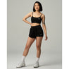 TEAMJOINED W D-MESH HIGH-WAIST SPORTY SHORTS-BLACK