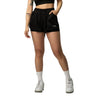 TEAMJOINED W D-MESH HIGH-WAIST SPORTY SHORTS-BLACK