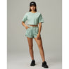 TEAMJOINED W D-MESH HIGH-WAIST SPORTY SHORTS-TEAL BLUE