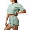 TEAMJOINED W D-MESH HIGH-WAIST SPORTY SHORTS-TEAL BLUE