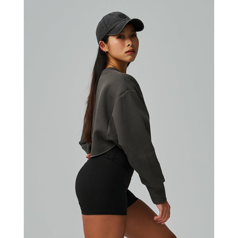 TEAMJOINED W EVERYDAY LABEL CROP LONG SLEEVE-DARK GREY