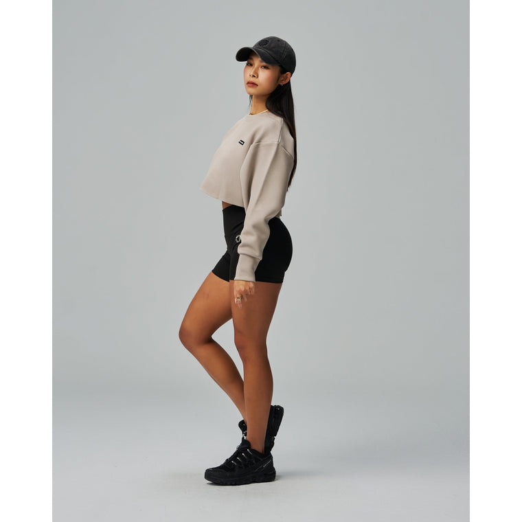 TEAMJOINED W EVERYDAY LABEL CROP LONG SLEEVE-LIGHT GREY