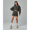 TEAMJOINED W EVERYDAY LABEL HIGH WAISTED SHORTS-DARK GREY