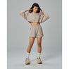 TEAMJOINED W EVERYDAY LABEL HIGH WAISTED SHORTS-LIGHT GREY