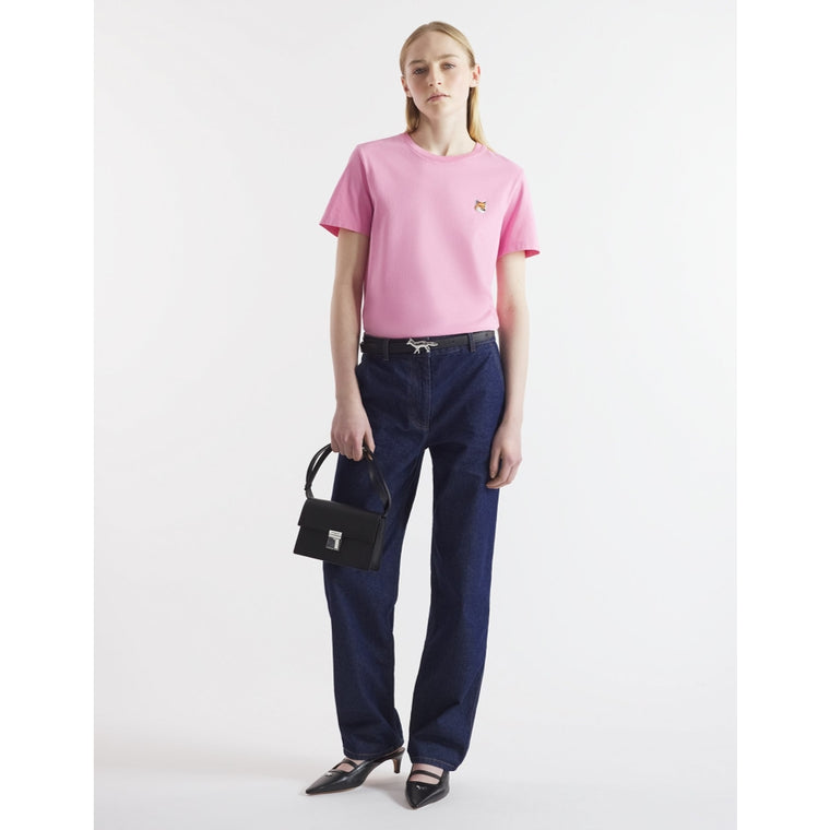 MAISON KITSUNE W FOX HEAD PATCH REGULAR TEE SHIRT-PINK