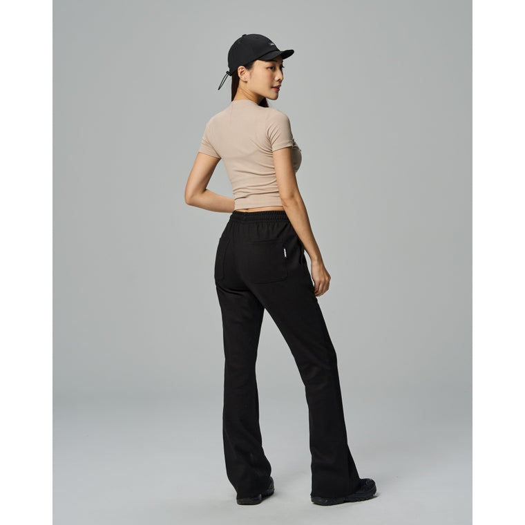 TEAMJOINED W HIGH-WAISTED RAW CUT PANT-BLACK