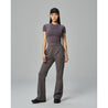 TEAMJOINED W HIGH-WAISTED RAW CUT PANT-GREY