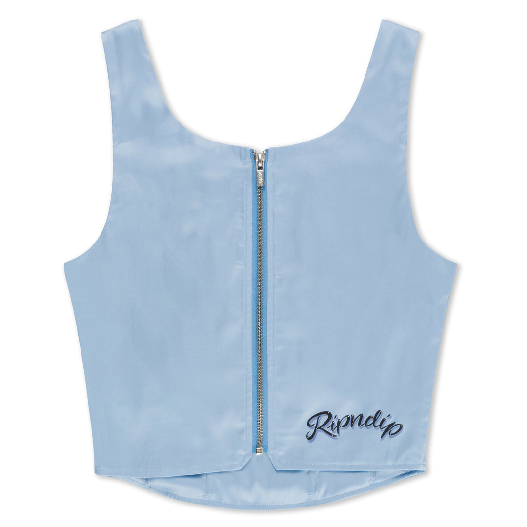 RIPNDIP WOMEN'S SPRINKLES SATIN CORSET TOP-LIGHT BLUE - Popcorn Store