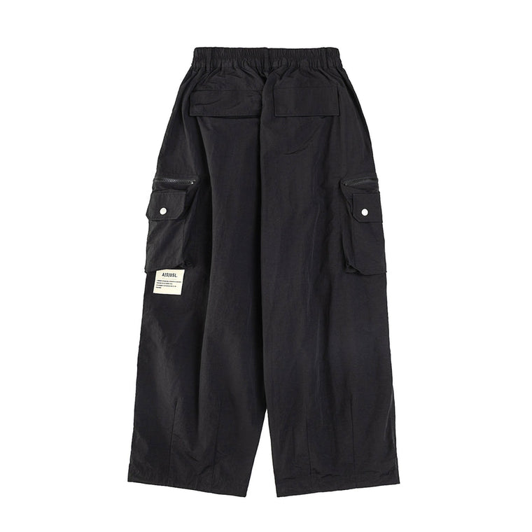 A[S]USL ZIPPER POCKET BALLOON PANTS-BLACK