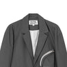 NEUTRAL SOCIETY ZIPPER POCKET OVERSIZE BLAZER-HEATHER GREY