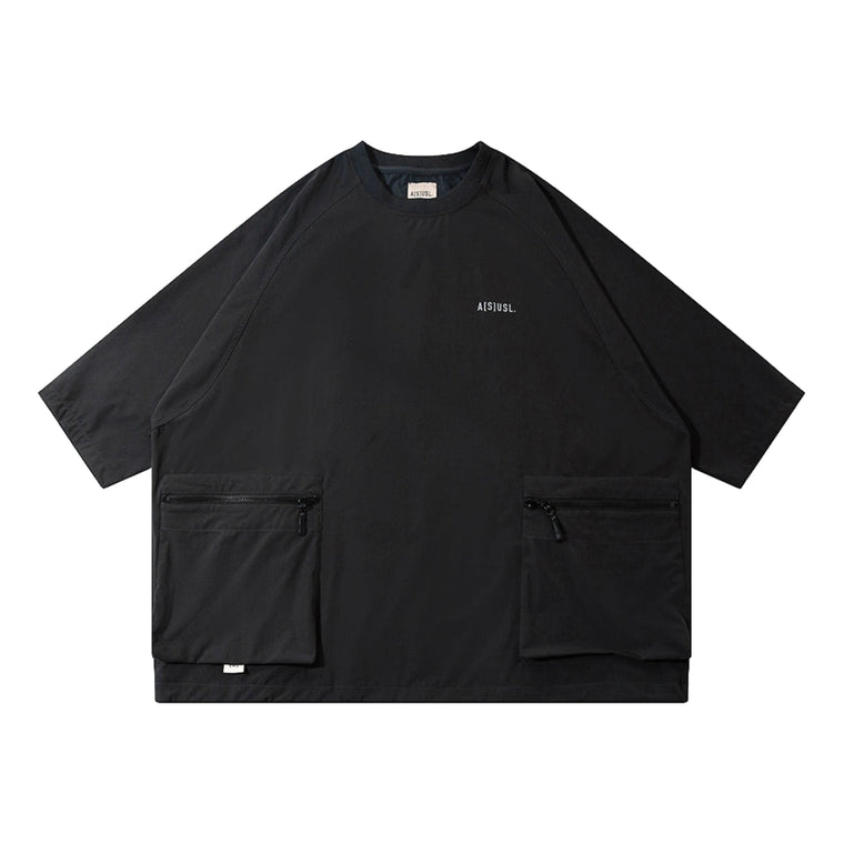 A[S]USL ZIPPER POCKET PERFORMANCE TEE-CHARCOAL