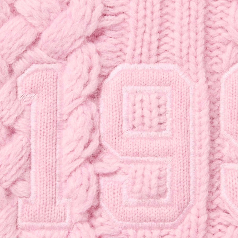 SUPREME APPLIQUE CABLE KNIT SWEATER-PINK