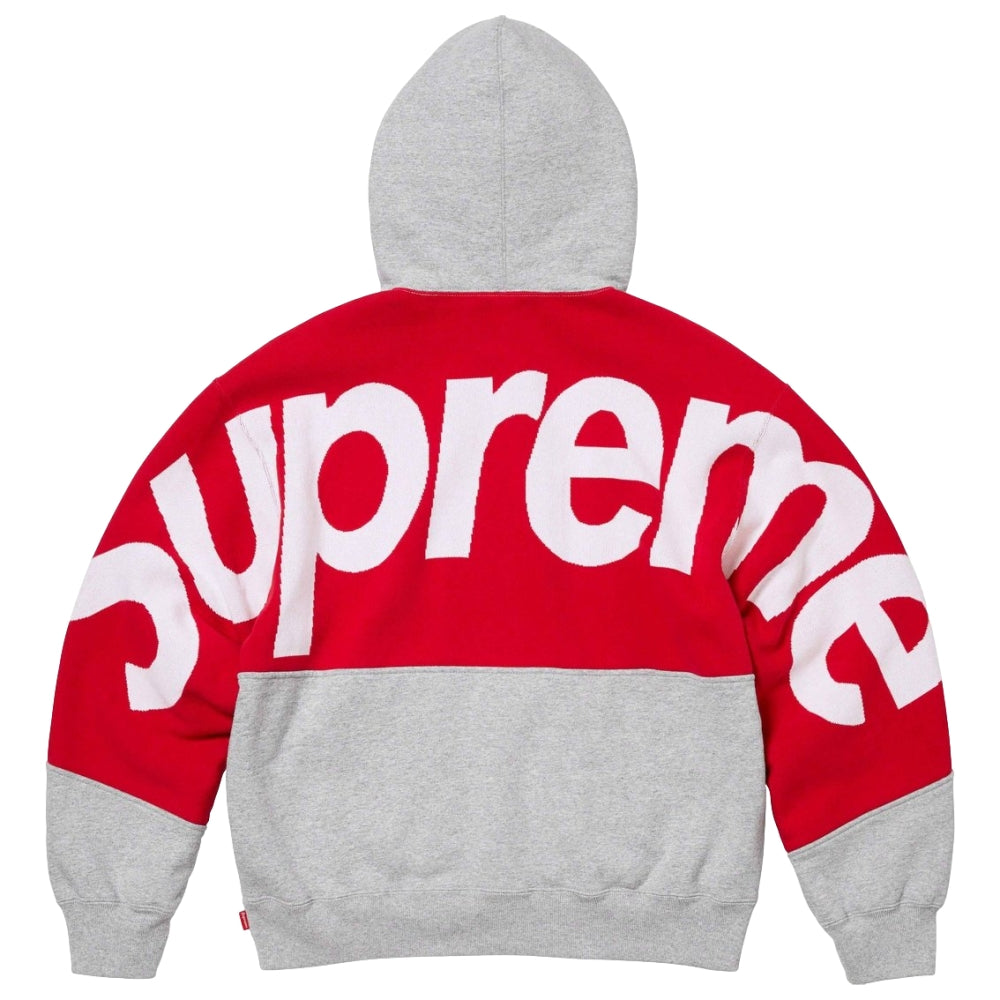 SUPREME BIG LOGO JACQUARD HOODED SWEATSHIRT-GREY - Popcorn Store