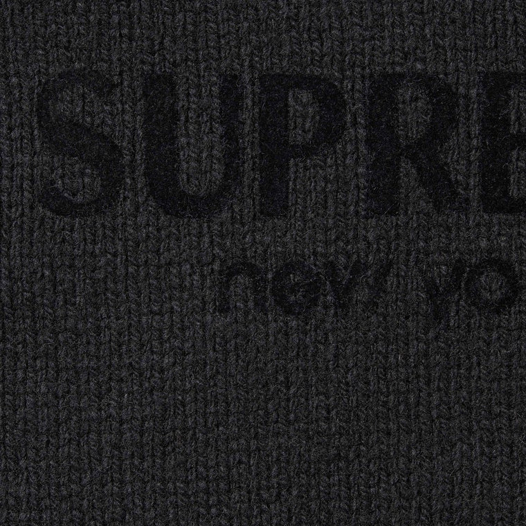 SUPREME FLOCKED LOGO SWEATER-BLACK