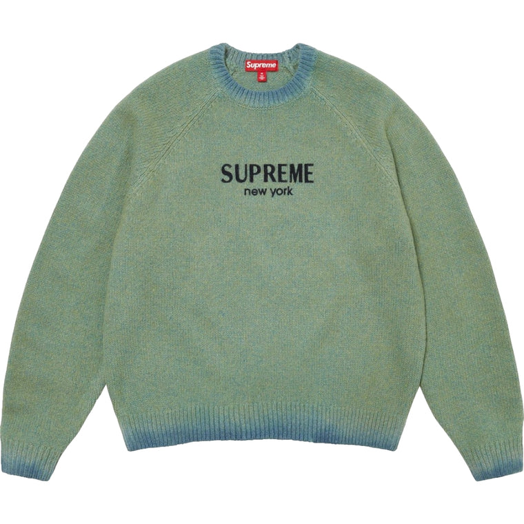 SUPREME FLOCKED LOGO SWEATER-GREEN