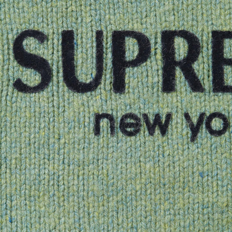 SUPREME FLOCKED LOGO SWEATER-GREEN