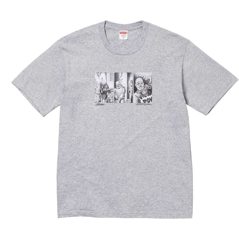 SUPREME MISTER CARTOON POW TEE-HEATHER GREY