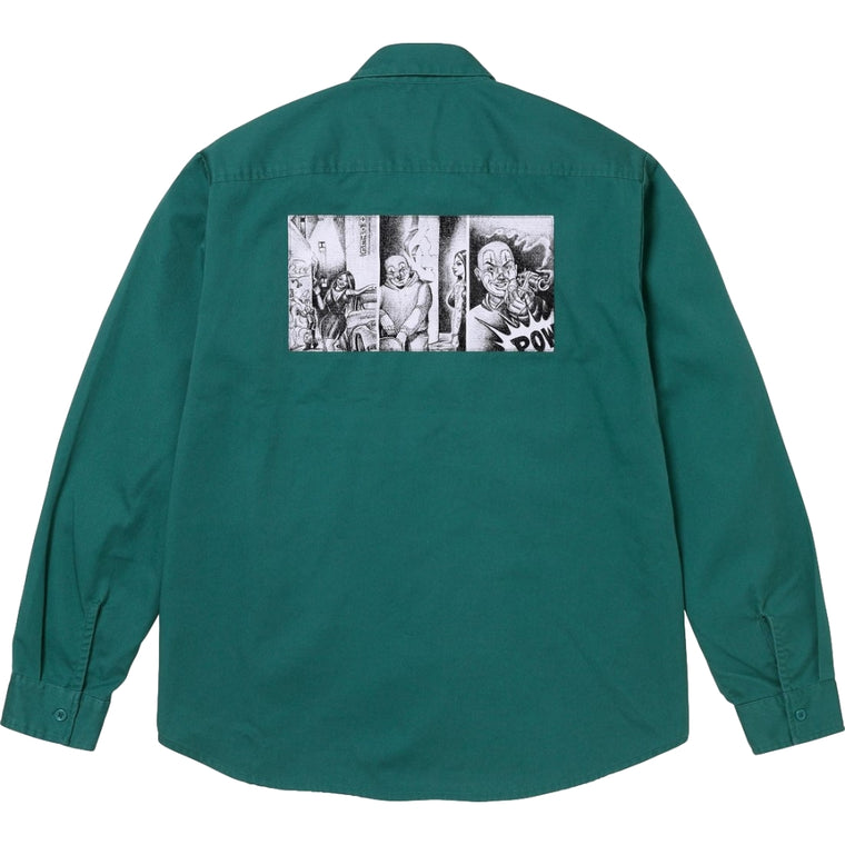 SUPREME MISTER CARTOON WORK SHIRT-GREEN