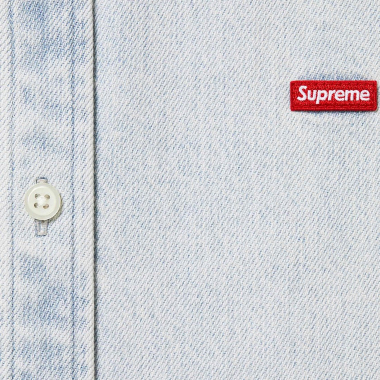 SUPREME SMALL BOX SHIRT-LIGHT WASHED DENIM