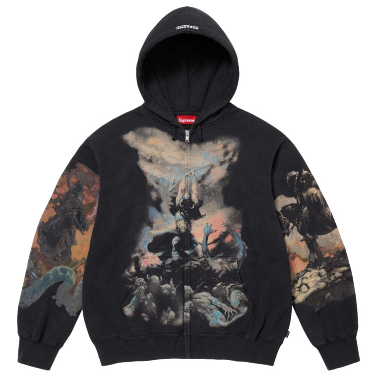 SUPREME FRAZETTA ZIP UP HOODED SWEATSHIRT-BLACK