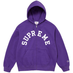 SUPREME CHAMPION ZIP UP HOODED SWEATSHIRT-PURPLE - Popcorn Store