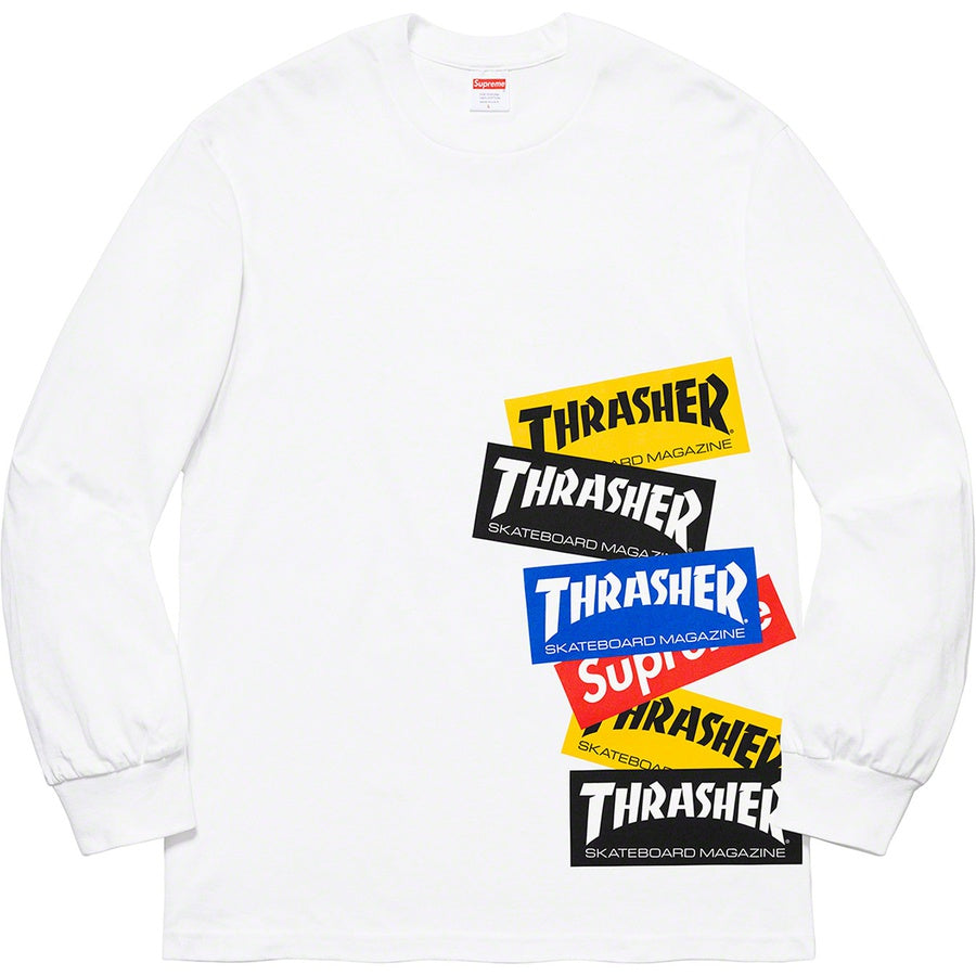 SUPREME THRASHER MULTI LOGO LS TE-WHITE - Popcorn Store